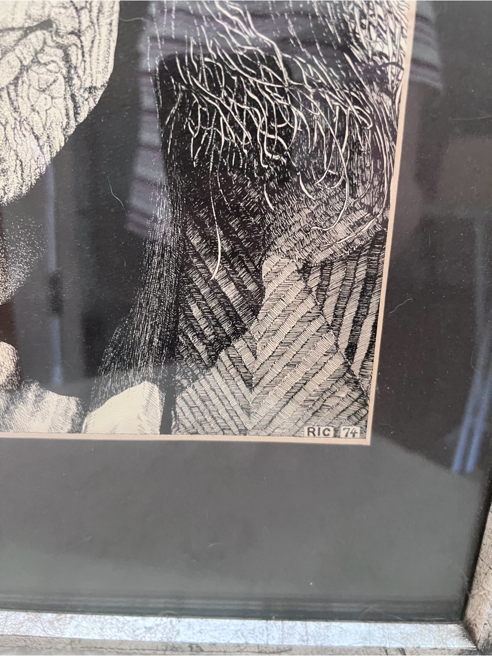 Vtg Ric Ricardo Native American Portrait Print Framed Scratchboard
Style Signed - Picture 4 of 9